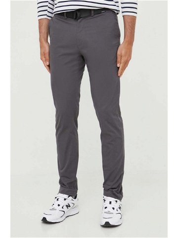 Kalhoty Calvin Klein pánské šedá barva přiléhavé K10K110979