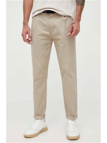 Kalhoty Calvin Klein pánské béžová barva jednoduché K10K111490
