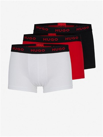 Sada tří pánských boxerek v červené černé a bílé barvě HUGO