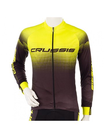 Cyklistický dres s dlouhým rukávem Crussis CSW-060 černá-fluo žlutá 3XL