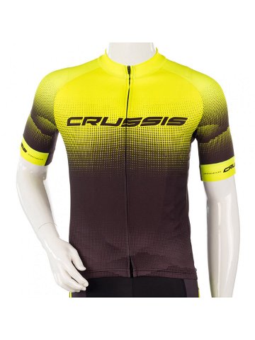 Cyklistický dres s krátkým rukávem Crussis CSW-056 černá-fluo žlutá XXL