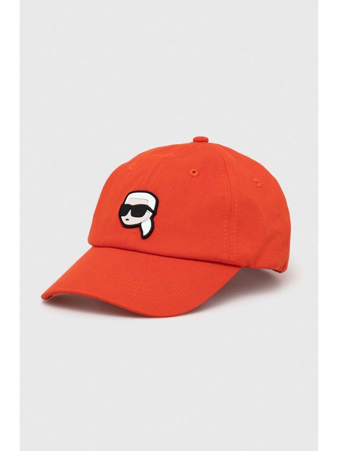 Bavlněná baseballová čepice Karl Lagerfeld oranžová barva s aplikací