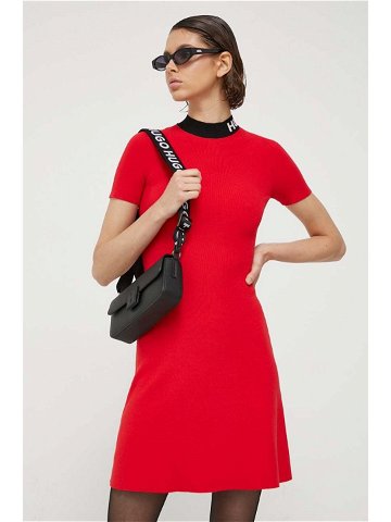 Šaty HUGO červená barva mini