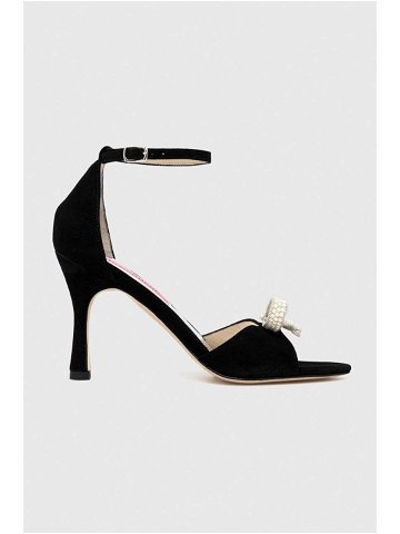 Semišové sandály Custommade Ashley Pearl Bow černá barva 999621046