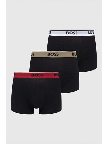 Boxerky BOSS 3-pack pánské černá barva
