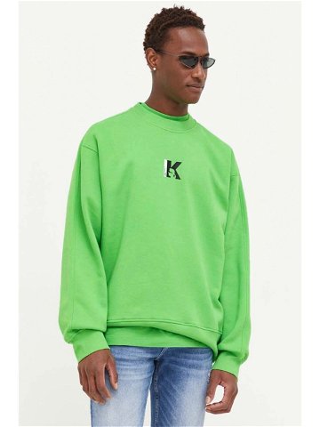 Mikina Karl Lagerfeld Jeans pánská zelená barva s potiskem