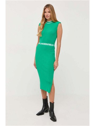 Šaty Karl Lagerfeld zelená barva midi