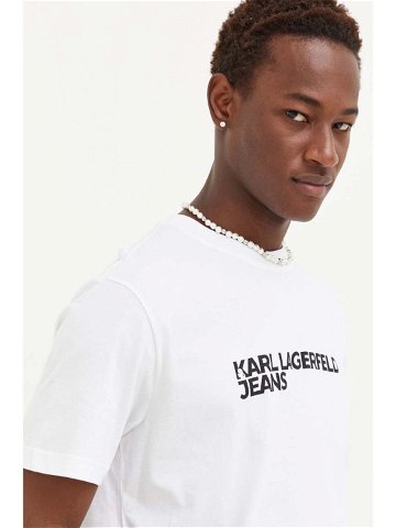 Bavlněné tričko Karl Lagerfeld Jeans bílá barva s potiskem
