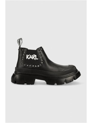 Nízké kozačky Karl Lagerfeld TREKKA MAX dámské černá barva na platformě KL43531