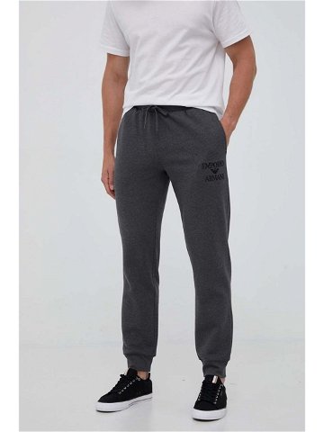 Tepláky Emporio Armani Underwear šedá barva s aplikací