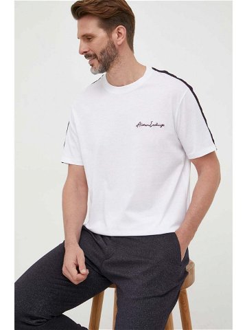 Bavlněné tričko Armani Exchange bílá barva s aplikací