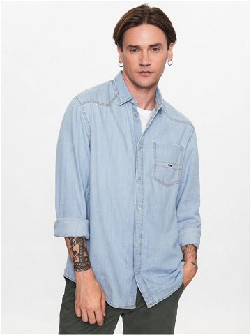 Tommy Jeans džínová košile Western DM0DM16609 Modrá Relaxed Fit