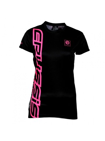 Dámské triko s krátkým rukávem CRUSSIS černo-fluo růžová černo-růžová XS