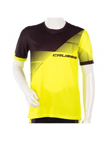 Pánské sportovní triko s krátkým rukávem Crussis černá žlutá fluo S