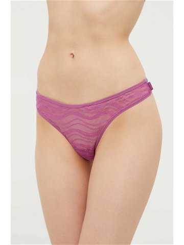 Tanga Calvin Klein Underwear fialová barva průhledné