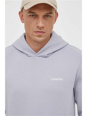 Mikina Calvin Klein pánská šedá barva s kapucí hladká K10K109927