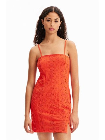 Bavlněné šaty Desigual oranžová barva mini