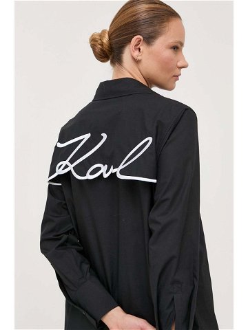 Košile Karl Lagerfeld černá barva regular s klasickým límcem