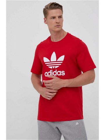 Bavlněné tričko adidas Originals červená barva s potiskem