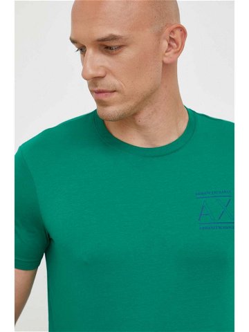 Bavlněné tričko Armani Exchange zelená barva s potiskem