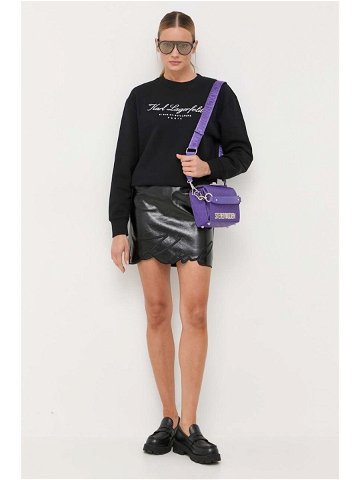 Bavlněná mikina Karl Lagerfeld dámská černá barva s aplikací