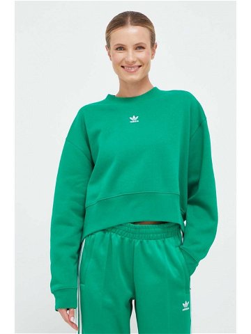 Mikina adidas Originals dámská zelená barva s aplikací