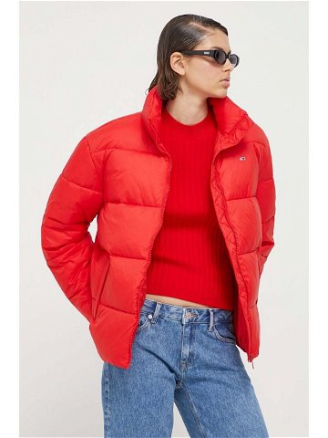 Bunda Tommy Jeans dámská červená barva zimní