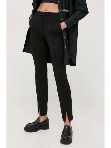 Kalhoty Karl Lagerfeld dámské černá barva jednoduché medium waist