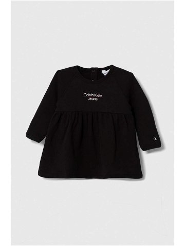 Dětské bavlněné šaty Calvin Klein Jeans černá barva mini