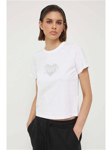 Bavlněné tričko Juicy Couture bílá barva