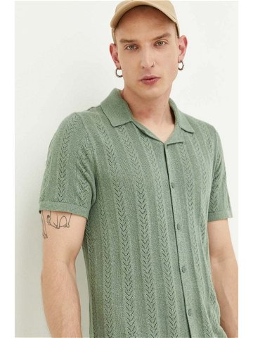 Košile Hollister Co pánská zelená barva regular