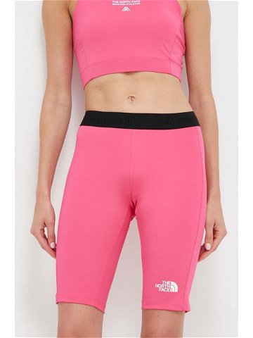 Sportovní šortky The North Face Mountain Athletics dámské růžová barva hladké medium waist