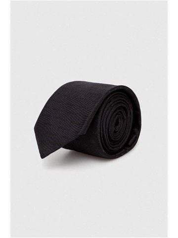Hedvábná kravata HUGO černá barva 50494277