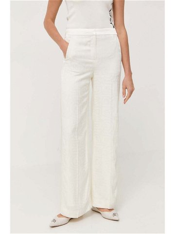 Kalhoty Karl Lagerfeld dámské béžová barva široké high waist