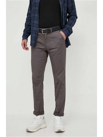 Kalhoty Calvin Klein pánské šedá barva ve střihu chinos K10K110963