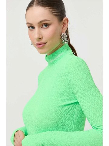 Tričko s dlouhým rukávem Karl Lagerfeld zelená barva s pologolfem