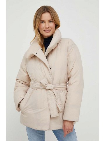 Péřová bunda Calvin Klein dámská béžová barva zimní