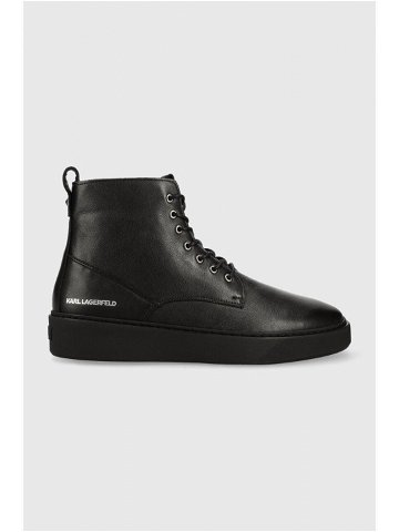Kožené boty Karl Lagerfeld FLINT pánské černá barva KL53350