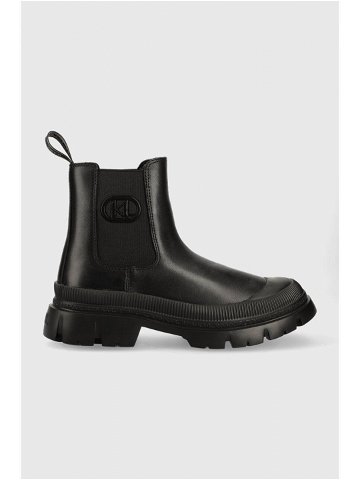 Kožené kotníkové boty Karl Lagerfeld TREKKA MENS pánské černá barva KL25243