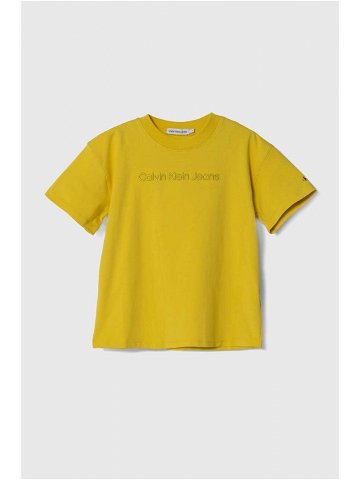 Tričko Calvin Klein Jeans žlutá barva s aplikací