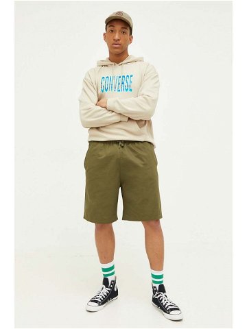 Bavlněné šortky Converse zelená barva