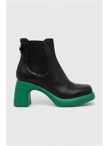 Kožené kotníkové boty Karl Lagerfeld ASTRAGON dámské černá barva na podpatku KL33840