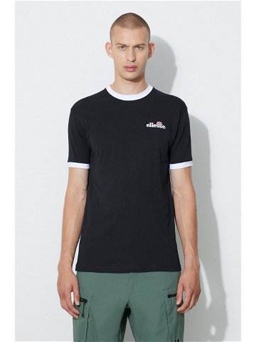 Bavlněné tričko Ellesse Meduno T-Shirt černá barva s aplikací SHR10164