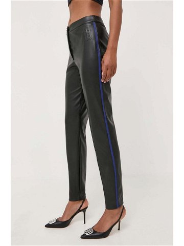 Kalhoty Armani Exchange dámské černá barva přiléhavé high waist