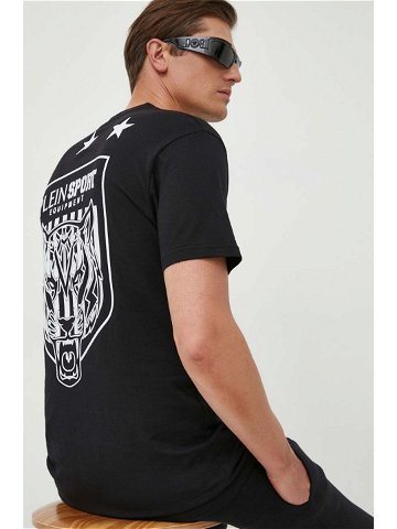 Bavlněné tričko PLEIN SPORT černá barva s potiskem