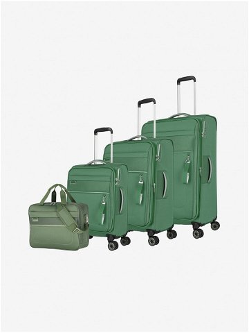 Sada tří cestovních kufrů a palubní tašky v zelené barvě Travelite Miigo 4w S M L