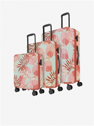 Sada tří vzorovaných cestovních kufrů v růžové a tyrkysové barvě Travelite Cruise 4w S M L