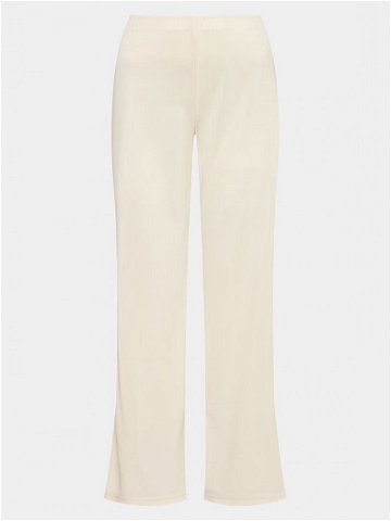 Gina Tricot Kalhoty z materiálu Wide slit trousers 19421 Béžová Regular Fit