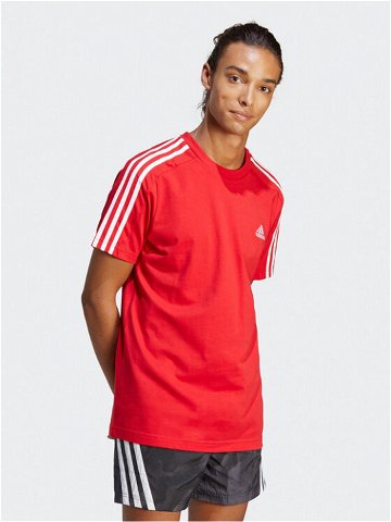 Adidas T-Shirt Essentials Single Jersey 3-Stripes T-Shirt IC9339 Červená Regular Fit