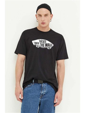 Bavlněné tričko Vans černá barva s potiskem